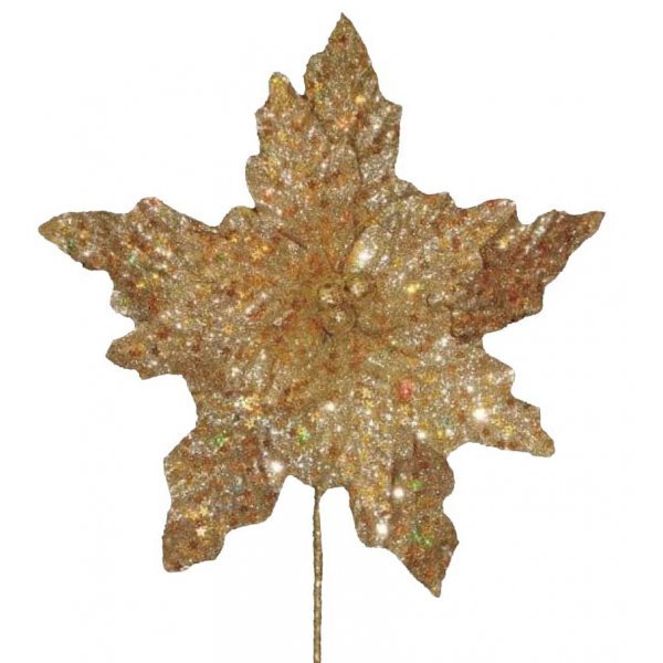 Χριστουγεννιάτικο Λουλούδι Χρυσό με Στρας (60cm)